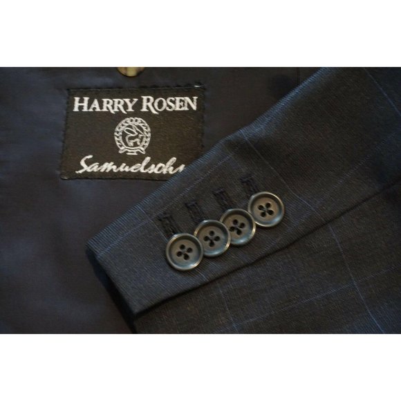 Samuelsohn SB James Blue Windowpane S120 Wool coat